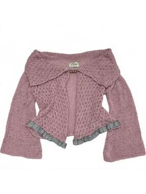 Maillagogo Canada Made Pink Flare Sleeve Cardigan W Beaded Clasp Closure Sz S/M